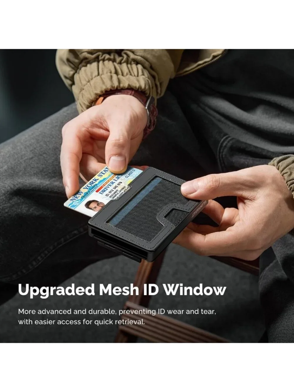 Minimalist Men's Wallet with Money Clip & ID Window - RFID Blocking, Holds 20